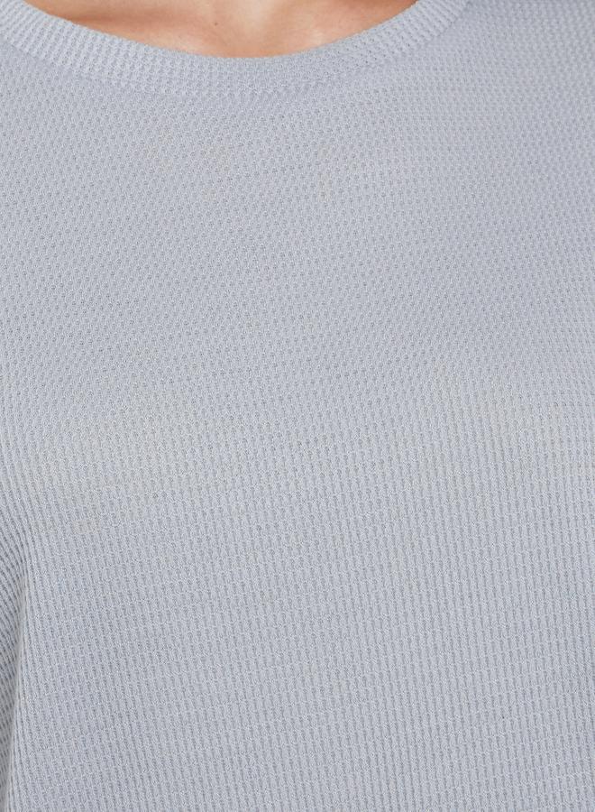 Styli Waffle Knit Lettuce Hem Drop Shoulder T-Shirt and Pyjama Set - Image 3