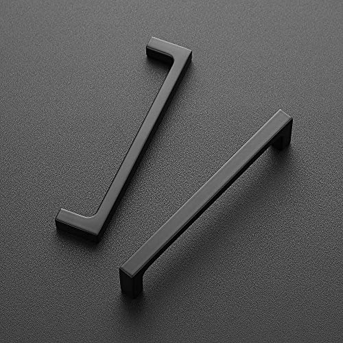 Ravinte 3 Pack Solid 5 Inch Kitchen Square Cabinet Handles Matte Black Pulls Drawer Pulls Kitchen Cabinet Hardware Flat Black Handles - Image 2