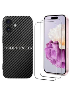 SARAOONT iPhone 16  1 Piece Carbon Fiber Skin Wrap and 2 Piece 10H Screen Protectors  - Image 1