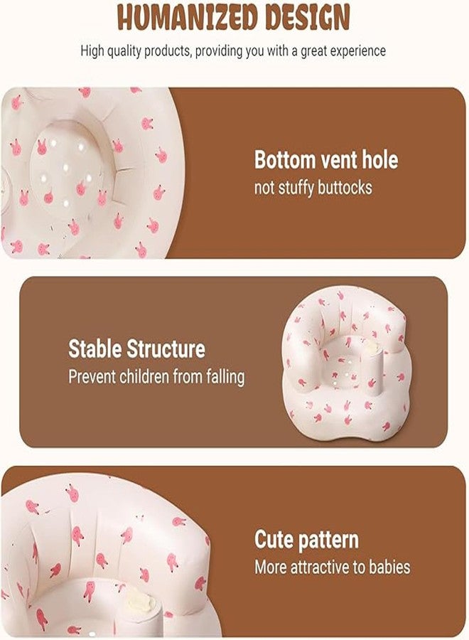 CartHome مقعد أريكة للأطفال، مقعد قابل للنفخ للأطفال، كرسي للأطفال، 50 × 45 × 30 سم، مناسب للأطفال من عمر 6 أشهر إلى 18 شهرًا، يدعم وضعية الجلوس ويساعد على التعلم واللعب، ويحمي العمود الفقري (على شكل أرنب). - Image 3