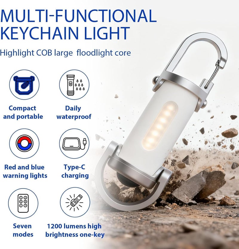 Times Mark 1200LM Waterproof Rechargeable Mini Keychain Flashlight with Carabiner Clip - Image 2