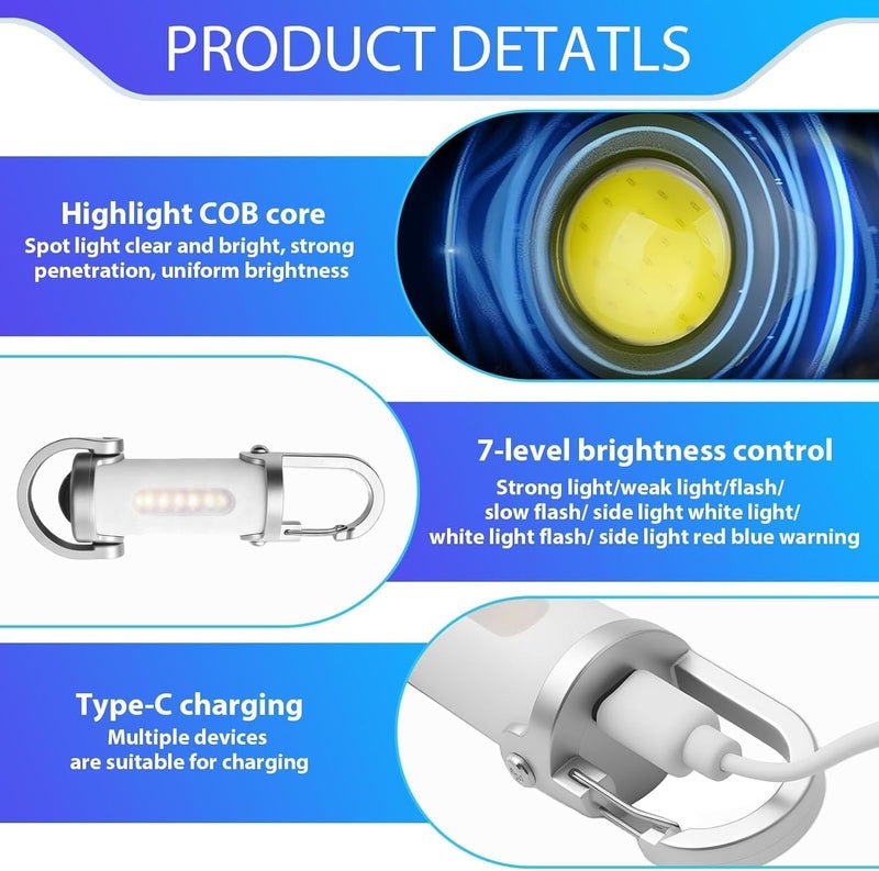 Times Mark 1200LM Waterproof Rechargeable Mini Keychain Flashlight with Carabiner Clip - Image 5
