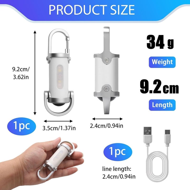 Times Mark 1200LM Waterproof Rechargeable Mini Keychain Flashlight with Carabiner Clip - Image 4