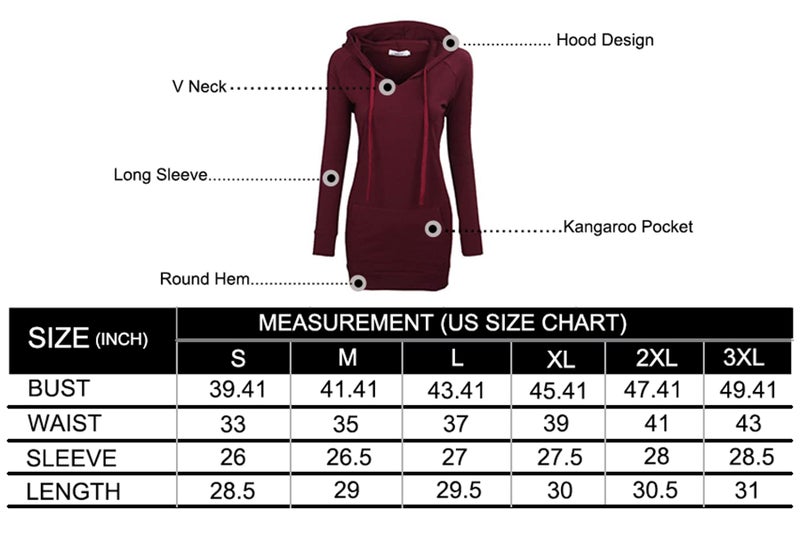 BEPEI Hoodies for Women,Fashion V Neck Pocket Jersey Shirt Fall Trend Dressy Blouses Long Sleeve Drawstrings Sweatshirts Comfy A Line Tunic Top 2024 Oversized Plus Size Wine 2XL - Image 5