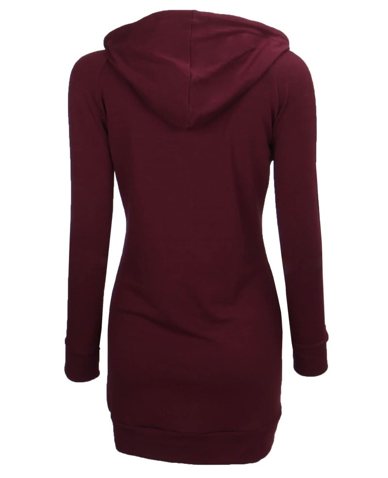 BEPEI Hoodies for Women,Fashion V Neck Pocket Jersey Shirt Fall Trend Dressy Blouses Long Sleeve Drawstrings Sweatshirts Comfy A Line Tunic Top 2024 Oversized Plus Size Wine 2XL - Image 4