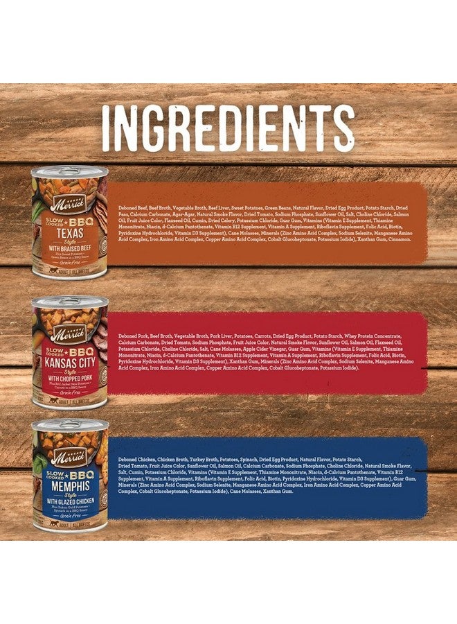 Merrick Slow-Cooked BBQ Premium Real Meat Canned Wet Dog Food Variety Pack, Beef, Chicken And Pork Recipes - (Pack of 12) 9.5 lb. Cans - Image 4