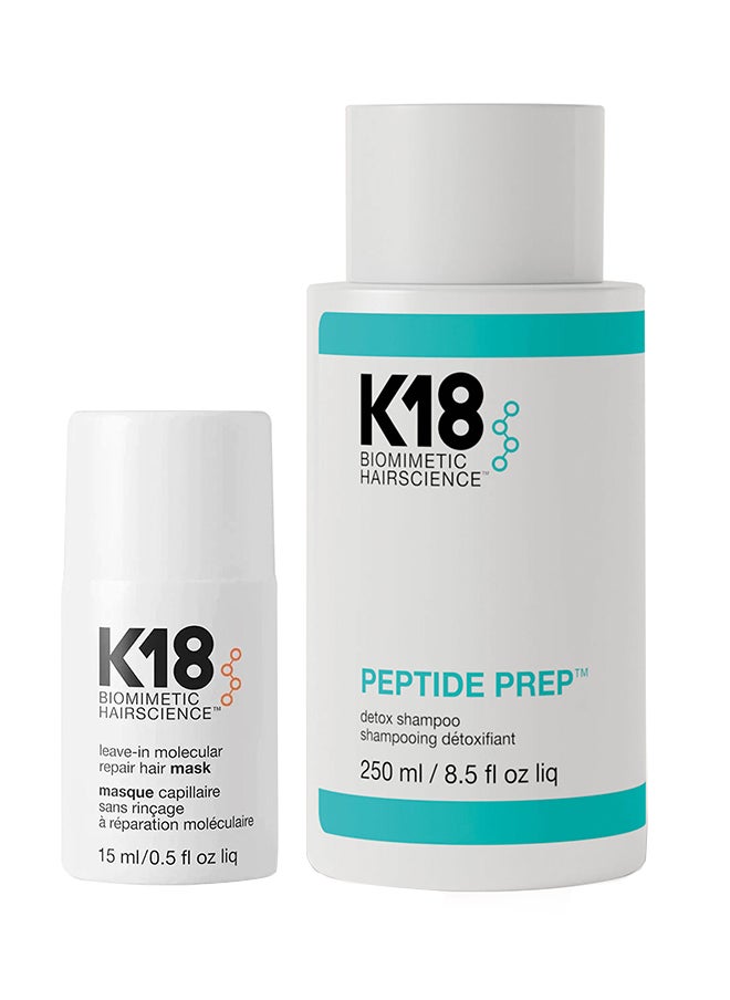 K18 Detox Shampoo 250ml + Leave In Repair Mask 15ml  - Image 1