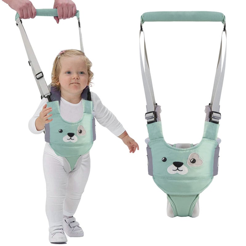 IULONEE Baby Walker, Handheld Kids Toddler Walking Harness Helper Assistant Protective Belt Child Activity Walker Adjustable Standing Up Walking Learning Helper for Toddler 7-24 Month (Green) - Image 1