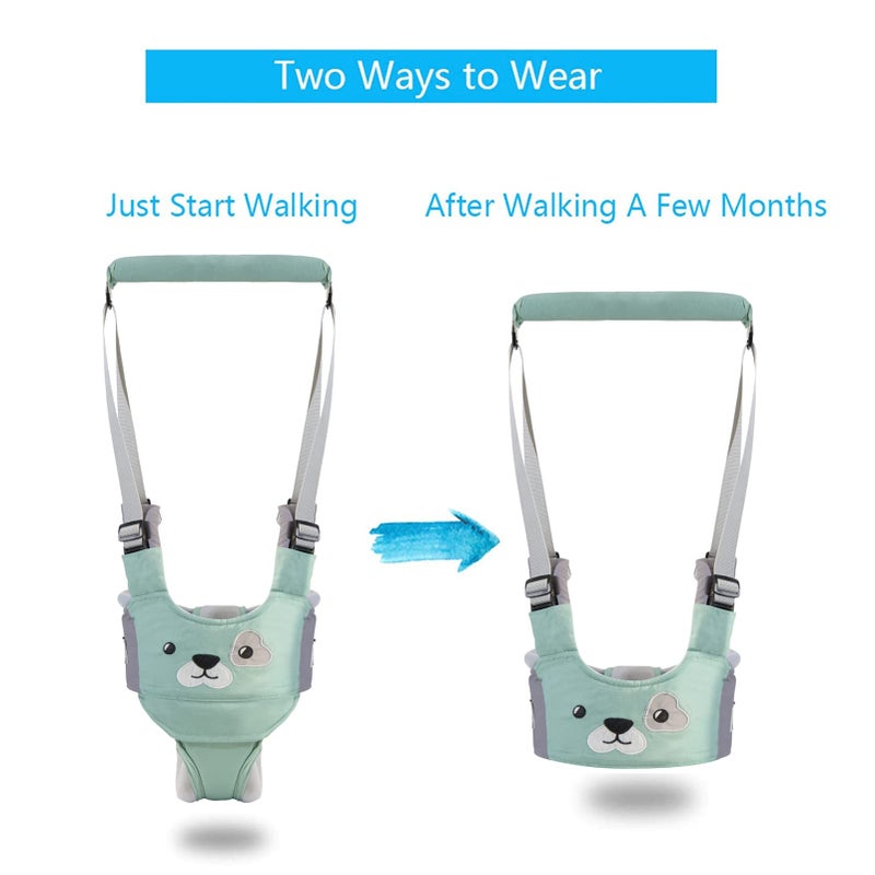 IULONEE Baby Walker, Handheld Kids Toddler Walking Harness Helper Assistant Protective Belt Child Activity Walker Adjustable Standing Up Walking Learning Helper for Toddler 7-24 Month (Green) - Image 2
