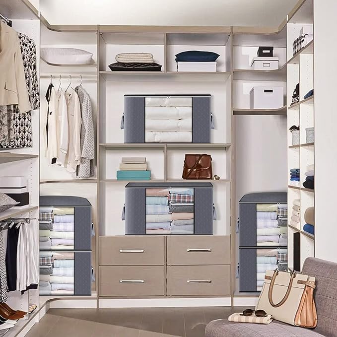 Clothes Storage Bag, Storage Bags for Clothes, Blankets, Comforters, Foldable Clothing Storage with Reinforced Handle, Sturdy Zipper, Clear Window (2) - Image 4