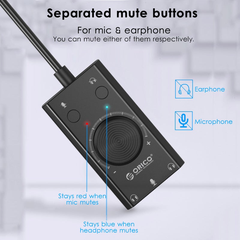 بطاقة صوت USB مستقلة للاستخدام (Plug and Play) محول صوتي مستعرض خارجي منفصل لسماعات الرأس والميكروفون مع تحكم في مستوى الصوت يدعم TRS/TRRS متوافقة مع Win MacOS Linux - Image 3