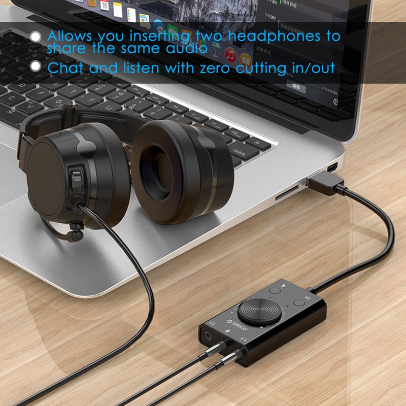 بطاقة صوت USB مستقلة للاستخدام (Plug and Play) محول صوتي مستعرض خارجي منفصل لسماعات الرأس والميكروفون مع تحكم في مستوى الصوت يدعم TRS/TRRS متوافقة مع Win MacOS Linux - Image 5