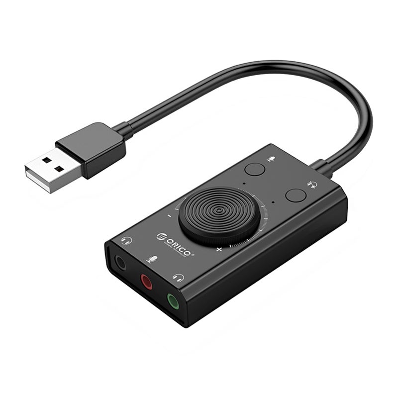 بطاقة صوت USB مستقلة للاستخدام (Plug and Play) محول صوتي مستعرض خارجي منفصل لسماعات الرأس والميكروفون مع تحكم في مستوى الصوت يدعم TRS/TRRS متوافقة مع Win MacOS Linux - Image 1