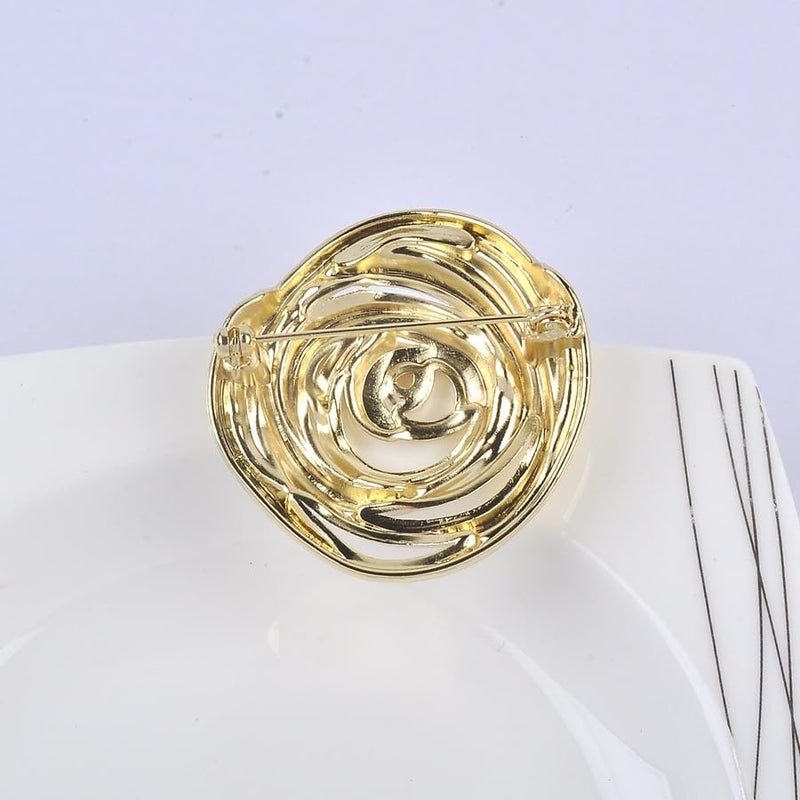 OIDIMS Gold-Tone Spiral Brooch Pins for Women Men Minimalist Metal Corsage Unique Geometric Swirl Brooches Lapel Badge for Suit Coat Jacket Clothes Accessories Unisex Costume Jewelry Graduation Party (Gold-Tone) - Image 3