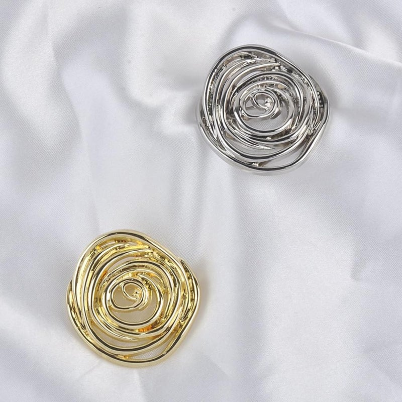 OIDIMS Gold-Tone Spiral Brooch Pins for Women Men Minimalist Metal Corsage Unique Geometric Swirl Brooches Lapel Badge for Suit Coat Jacket Clothes Accessories Unisex Costume Jewelry Graduation Party (Gold-Tone) - Image 5