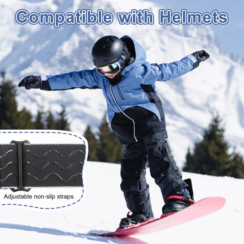 YooxArmor OTG Kids Ski Goggles, Kids Snowboard Goggles for Boys Girls Toddler Youth, Kid Snow Goggles Anti-Fog 100% UV400 Protection Age 6-14 - Image 4