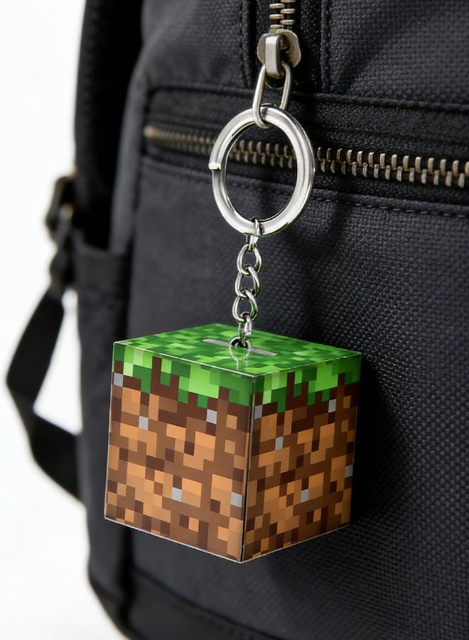 ماين كرافت سلسلة مفاتيح ماينكرافت مع مصباح ليلي - سلسلة مفاتيح مضيئة محمولة قابلة لإعادة الشحن عبر منفذ USB، لعبة مصباح LED صغير لمحبي ماينكرافت، هدية تذكارية متينة مصنوعة من مادة ABS - Image 5