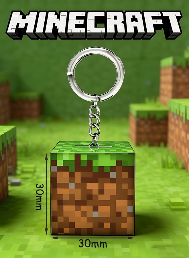 ماين كرافت سلسلة مفاتيح ماينكرافت مع مصباح ليلي - سلسلة مفاتيح مضيئة محمولة قابلة لإعادة الشحن عبر منفذ USB، لعبة مصباح LED صغير لمحبي ماينكرافت، هدية تذكارية متينة مصنوعة من مادة ABS - Image 2