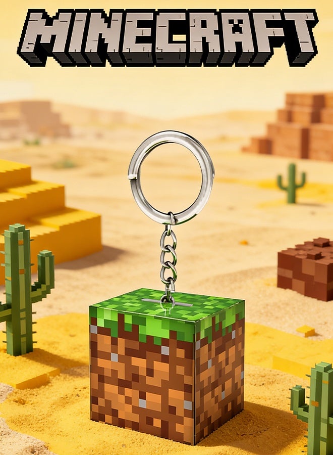 ماين كرافت سلسلة مفاتيح ماينكرافت مع مصباح ليلي - سلسلة مفاتيح مضيئة محمولة قابلة لإعادة الشحن عبر منفذ USB، لعبة مصباح LED صغير لمحبي ماينكرافت، هدية تذكارية متينة مصنوعة من مادة ABS - Image 1
