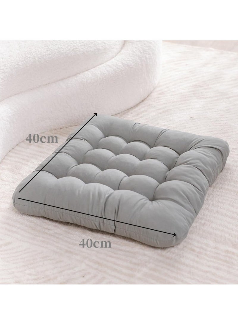 KIIUMI Solid Color Cushion Living Room Dining Room Solid Color Chair Cushions Thicken Tufted Seat Cushion Comfortable Floor Cushion Outdoor Garden Patio Cushions(Grey) - Image 2