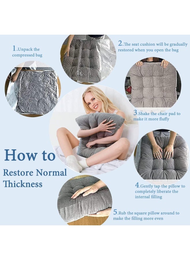 KIIUMI Solid Color Cushion Living Room Dining Room Solid Color Chair Cushions Thicken Tufted Seat Cushion Comfortable Floor Cushion Outdoor Garden Patio Cushions(Grey) - Image 5