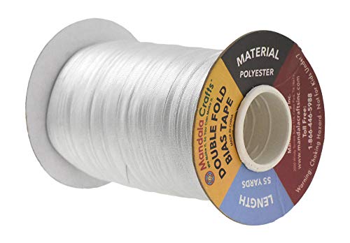 Mandala Crafts 55 Yards 1/2 Inch Metallic Silver Double Fold Bias Tape for Sewing - Bias Binding Tape for Quilting Binding, Hemming, Seam, and Fabric Piping - Image 2
