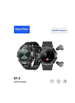 Generic Heino Teko Germany ST3 Smart Watch with Earbuds, Smart Watch With Ear Buds Fitness Tracker, Heart Rate Monitor Sleep Tracker, Black