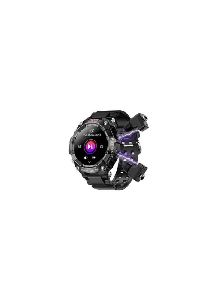Generic - Generic Heino Teko Germany ST3 Smart Watch with Earbuds, Smart Watch With Ear Buds Fitness Tracker, Heart Rate Monitor Sleep Tracker, Black - Image 1