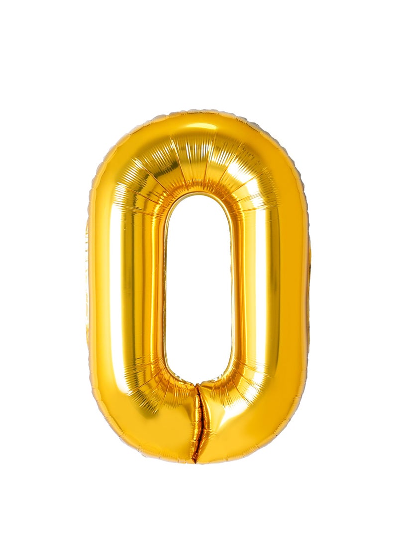 Party Zone Gold Foil Balloon Number 0 33" 