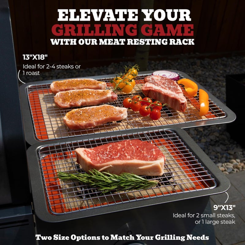 Trinity Provisions Meat Resting Pan - With Wire Rack and Silicone Baking Mat - Dishwasher and Oven Safe Stainless Steel, for Cooking and Cooling Steak, BBQ, Bacon, & More - Image 2