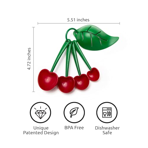 OTOTO Measuring Cups Set - Teaspoons for Dry & Liquid Ingredients, BPA-free & Dishwasher Safe, Funny Gifts, Baking Accessories, Unique Kitchen Gadgets (Mon Cherry) - Image 2