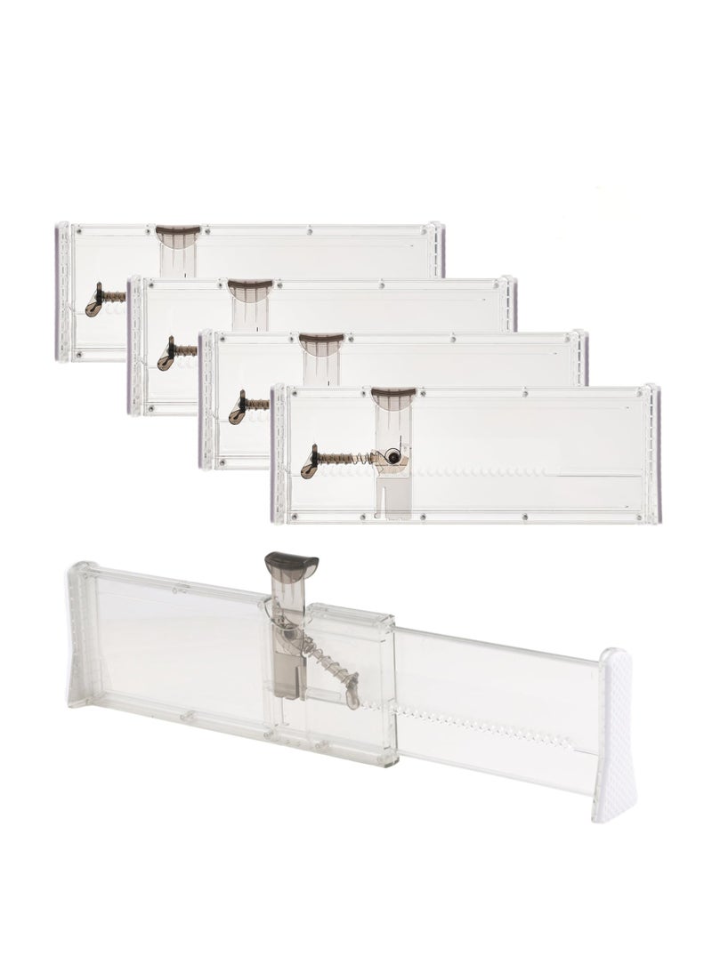 Excefore 4 Pack Adjustable Drawer Dividers, Expandable Drawer Organizer for Clothes, Suitable for Bedroom Bathroom Kitchen Fridge Office Organization and Storage (4" Tall 11"-17" Long) - Image 1