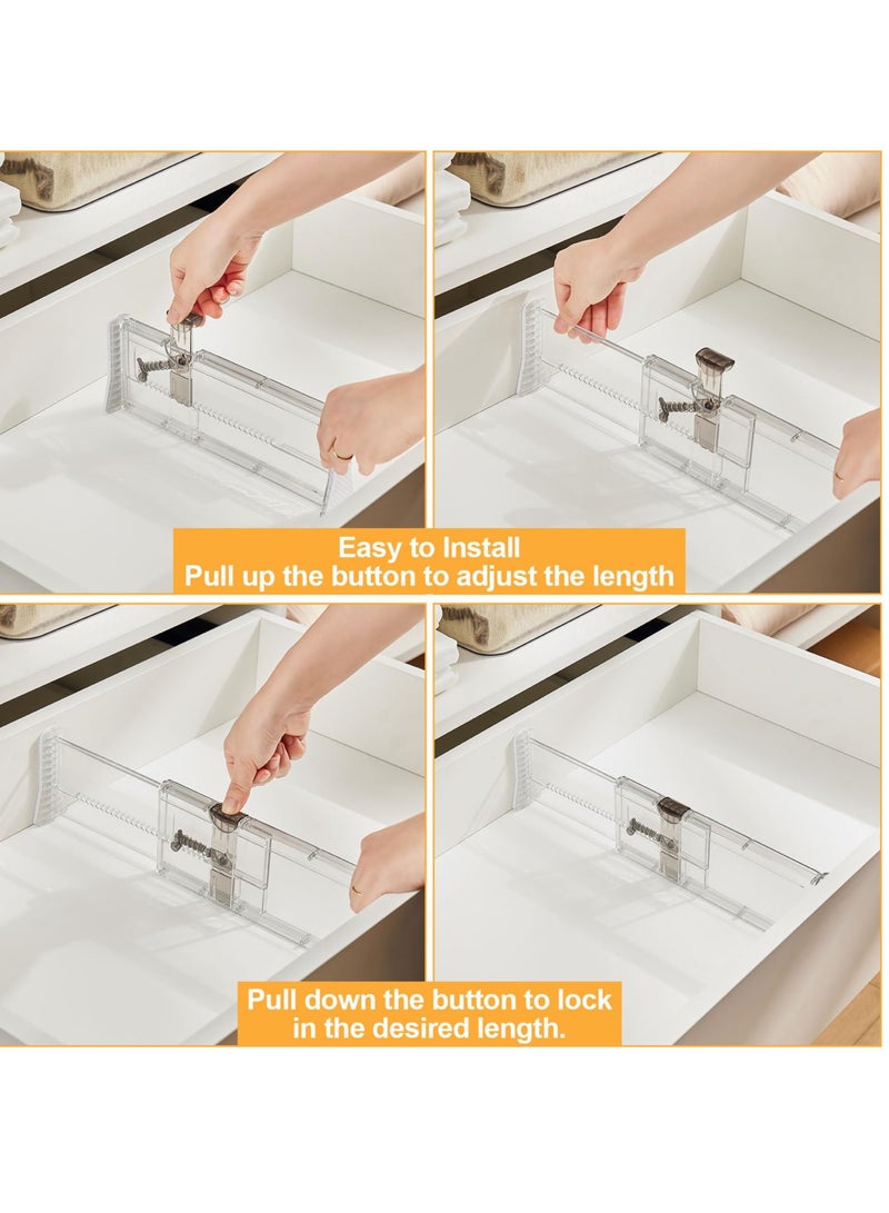 Excefore 4 Pack Adjustable Drawer Dividers, Expandable Drawer Organizer for Clothes, Suitable for Bedroom Bathroom Kitchen Fridge Office Organization and Storage (4" Tall 11"-17" Long) - Image 5