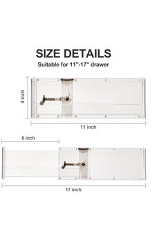 Excefore 4 Pack Adjustable Drawer Dividers, Expandable Drawer Organizer for Clothes, Suitable for Bedroom Bathroom Kitchen Fridge Office Organization and Storage (4" Tall 11"-17" Long)  - Image 2