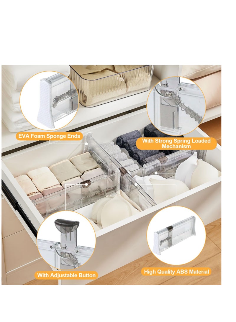 Excefore 4 Pack Adjustable Drawer Dividers, Expandable Drawer Organizer for Clothes, Suitable for Bedroom Bathroom Kitchen Fridge Office Organization and Storage (4" Tall 11"-17" Long) - Image 3