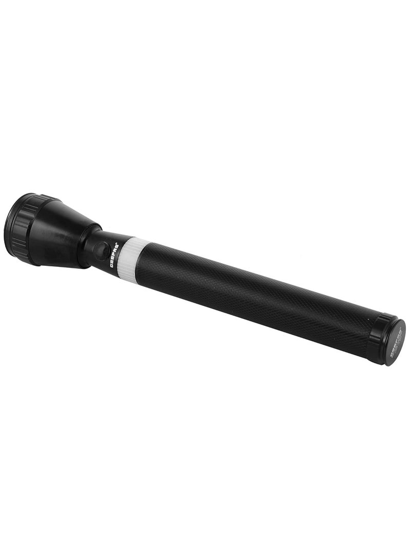 جيباس مصباح يدوي LED فائق السطوع قابل لإعادة الشحن بمدى 2000 متر، تصميم محمول وعمل 4 ساعات مثالي للتخييم والمشي لمسافات طويلة والطوارئ أسود/أبيض 285 مم من جيباس - Image 1