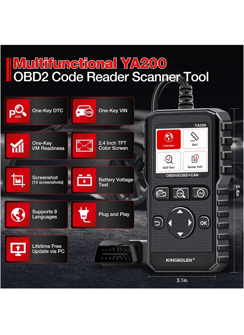 kingbolen - KINGBOLEN YA200 OBD2 Scanner, Car OBD2 Code Reader Check Engine Light - Image 1