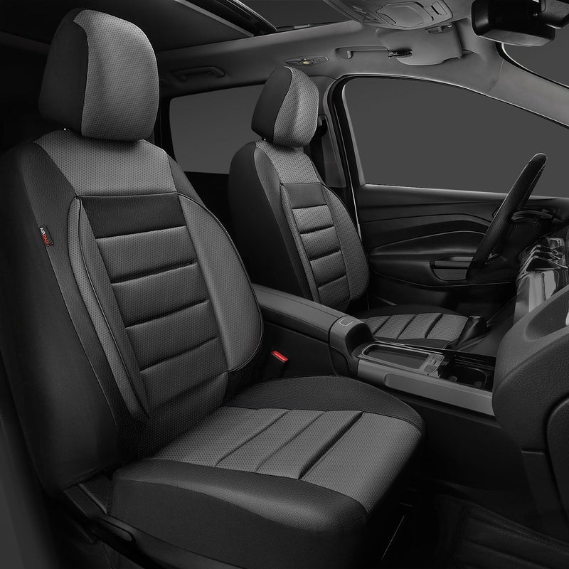 CAR PASS Leather Seat Covers Full Set Universal Water Resistant 3D Foam Back Support, Luxury Comfort Automotive 5 Seat Covers All Season Fit for SUV,Sedan,Van, Airbag Compatible Elegance(Gray Black) - Image 4