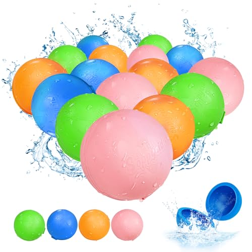 SCUATANBE Reusable Water Balloons 16PCS Quick Fill Water Balls Toys For Toddler Age 48 Refillable Magnetic SelfSealing Water balloons For Summer Party Pool Outdoor Beach Toys - Image 1
