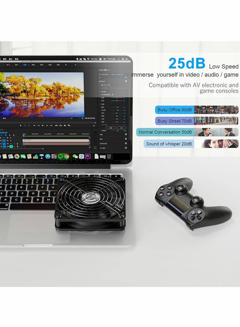 PC Fans 120mm 5V Cooling Fan 3-Degree Speed Switch Portable Home Office Fans Metal USB Powered Cooling Fan for Laptop/TV Box/AV cabint/PS4/Router - Image 4