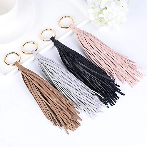ZOONAI Women Leather Tassel Keychain Car Keyring Holder Bag Wallet Purse Decorations - Image 4