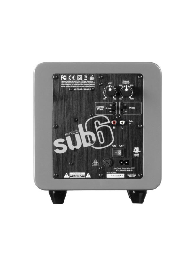 Kanto Audio SUB6 200W 6" Sealed Powered Subwoofer, Matte Grey - Image 3