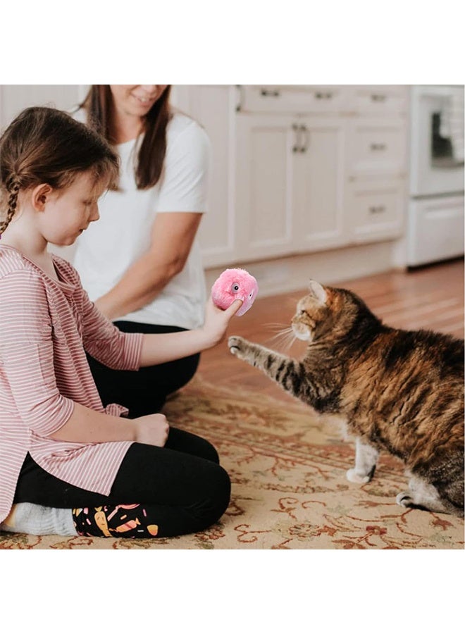 كرات ألعاب للقطط تصدر صوتاً، ألعاب قطط تصدر صوتاً مع النعناع البري، كرات ألعاب قطيفة ناعمة، ألعاب تفاعلية للقطط الصغيرة المنزلية (وردي، قطيفة) - Image 2