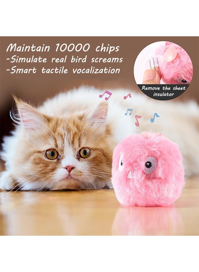كرات ألعاب للقطط تصدر صوتاً، ألعاب قطط تصدر صوتاً مع النعناع البري، كرات ألعاب قطيفة ناعمة، ألعاب تفاعلية للقطط الصغيرة المنزلية (وردي، قطيفة) - Image 3