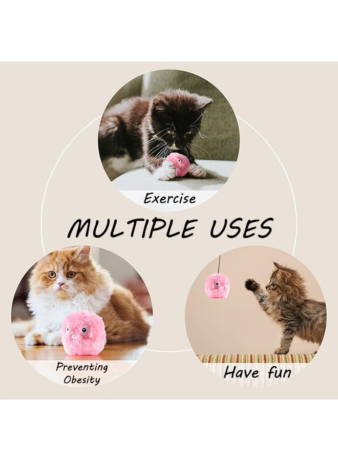 كرات ألعاب للقطط تصدر صوتاً، ألعاب قطط تصدر صوتاً مع النعناع البري، كرات ألعاب قطيفة ناعمة، ألعاب تفاعلية للقطط الصغيرة المنزلية (وردي، قطيفة) - Image 4