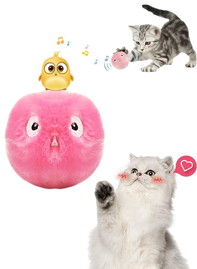 كرات ألعاب للقطط تصدر صوتاً، ألعاب قطط تصدر صوتاً مع النعناع البري، كرات ألعاب قطيفة ناعمة، ألعاب تفاعلية للقطط الصغيرة المنزلية (وردي، قطيفة) - Image 1