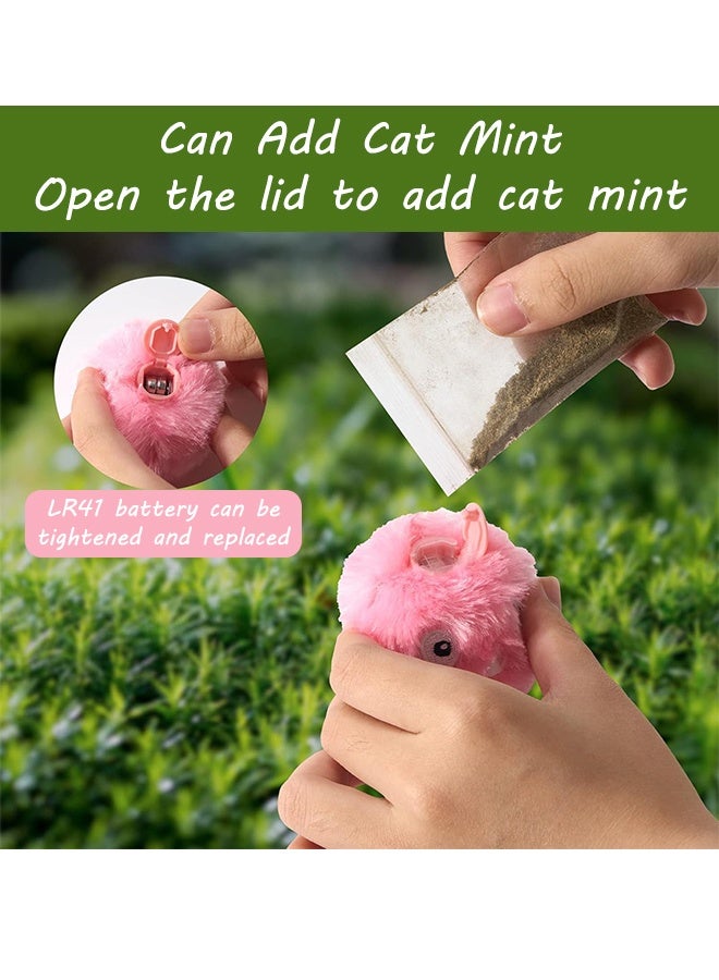 كرات ألعاب للقطط تصدر صوتاً، ألعاب قطط تصدر صوتاً مع النعناع البري، كرات ألعاب قطيفة ناعمة، ألعاب تفاعلية للقطط الصغيرة المنزلية (وردي، قطيفة) - Image 5