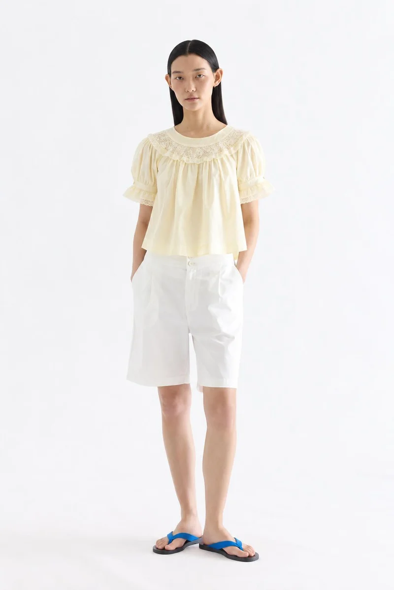 The Editor's Market Elsa Lace Neck Blouse - Butter