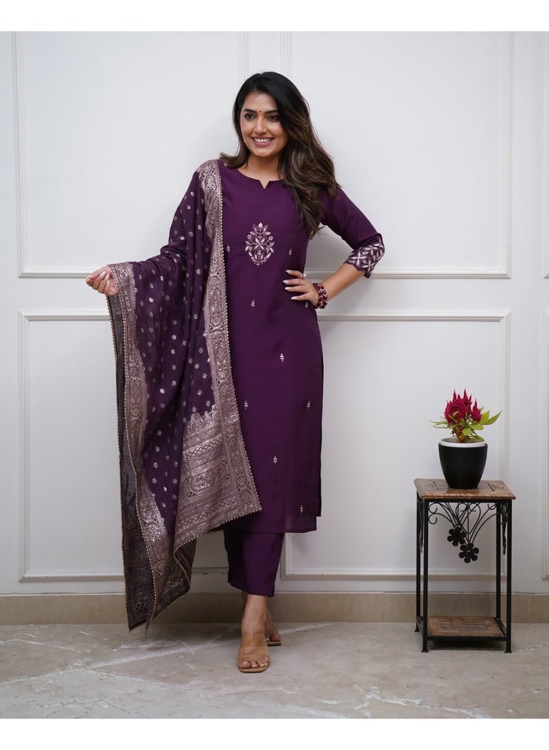 Ameya ﻿Chanderi-kurta-pant-with-dupatta - Image 2