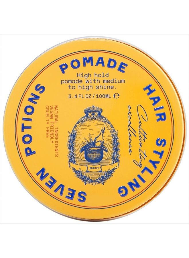 Seven Potions Hair Styling Pomade For Men 3.4 fl oz - High Shine - High Hold Hair Wax - Water Based - Natural, Vegan, Cruelty Free - Image 1